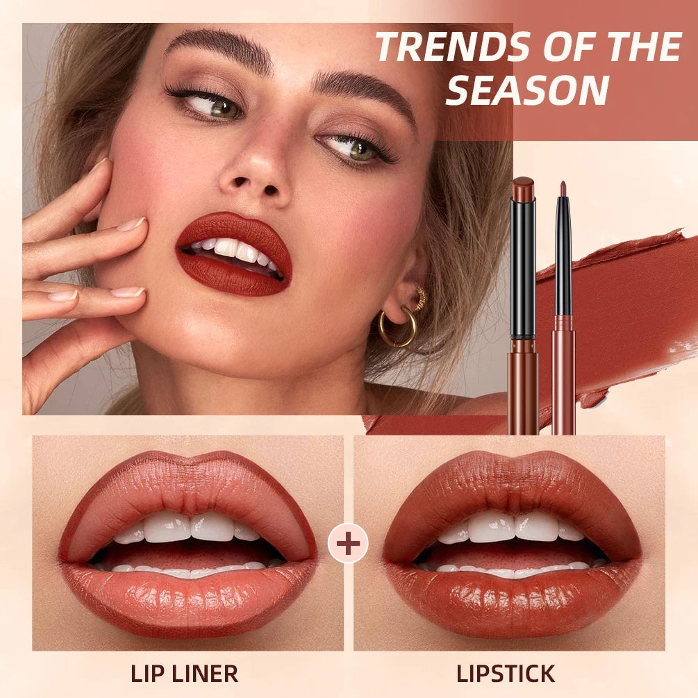 2025 New Matte Nude Lipstick Pen Long Lasting Lipliner Lip Pencil Waterproof Lip Liner Contour Sexy Red Lip