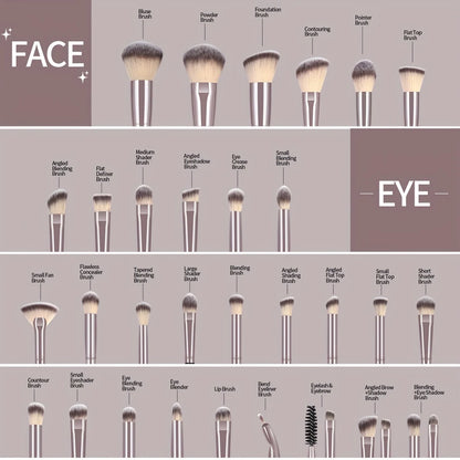 MAANGE 30pcs Professional Makeup Brush Set Foundation Concealers Eye Shadows Powder with Bag