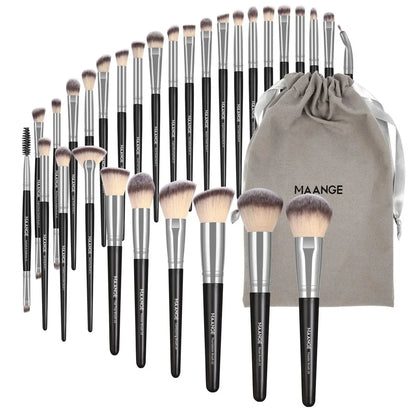 MAANGE 30pcs Professional Makeup Brush Set Foundation Concealers Eye Shadows Powder with Bag