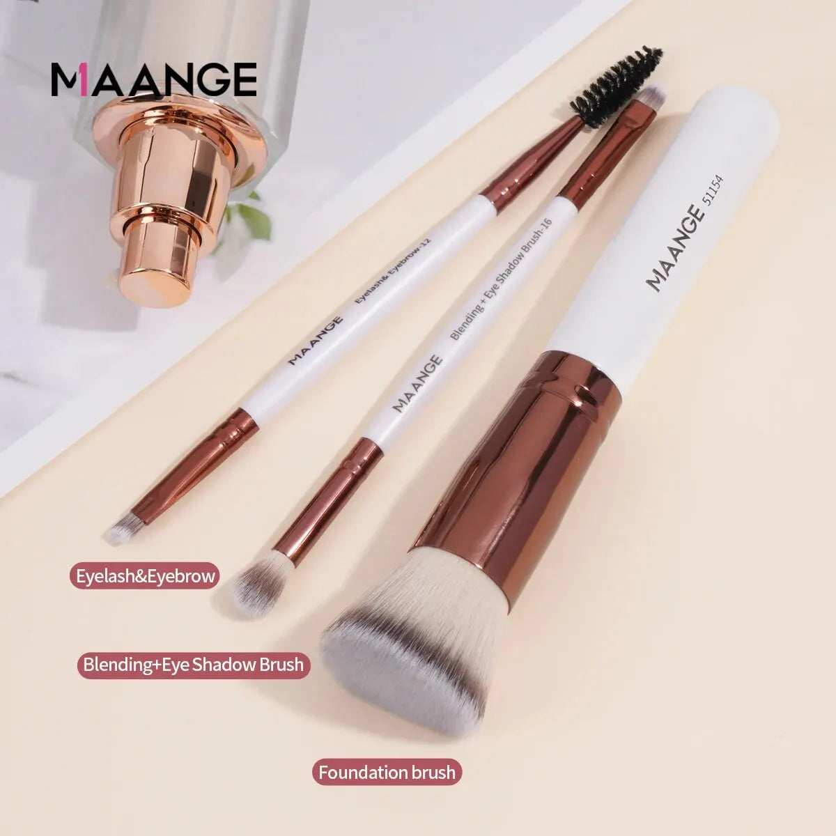 MAANGE 3pcs Makeup Brushes Set Foundation Concealer Brush Eyelashes Brush Eyeshadow Brush