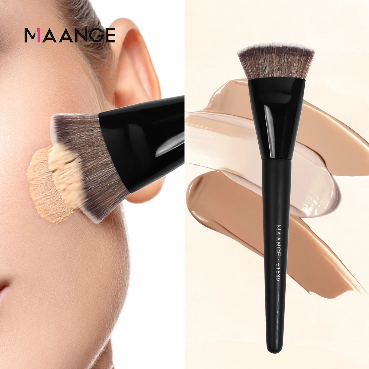 MAANGE Single Flat Round Tube Flat Head Foundation Concealer Brush