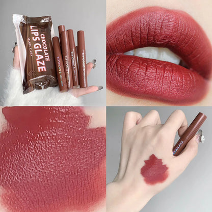 5pcs set NUDE Lipsticks Waterproof Lasting Non Sticky Lip Glaze Silky Smooth Nude Red Liquid Lipstick