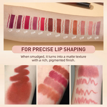 2025 New Matte Nude Lipstick Pen Long Lasting Lipliner Lip Pencil Waterproof Lip Liner Contour Sexy Red Lip