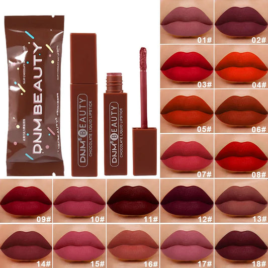 DNM Chocolate Matte Lip Gloss Color Moisture Velvet Lip Tint Lasting Non Stain Lipstick