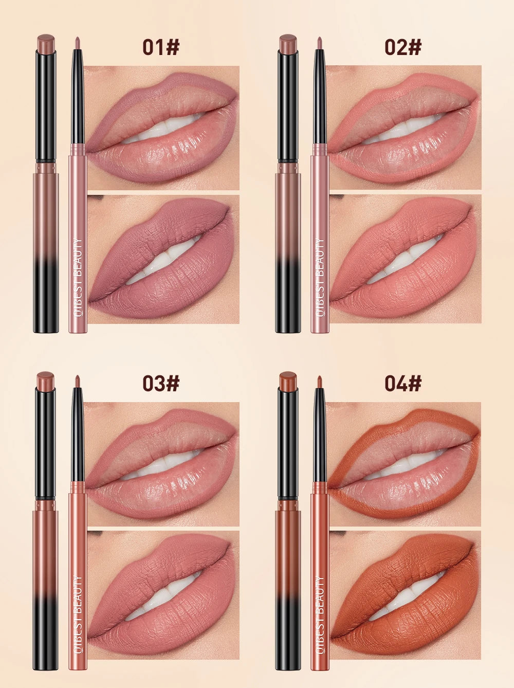2025 New Matte Nude Lipstick Pen Long Lasting Lipliner Lip Pencil Waterproof Lip Liner Contour Sexy Red Lip