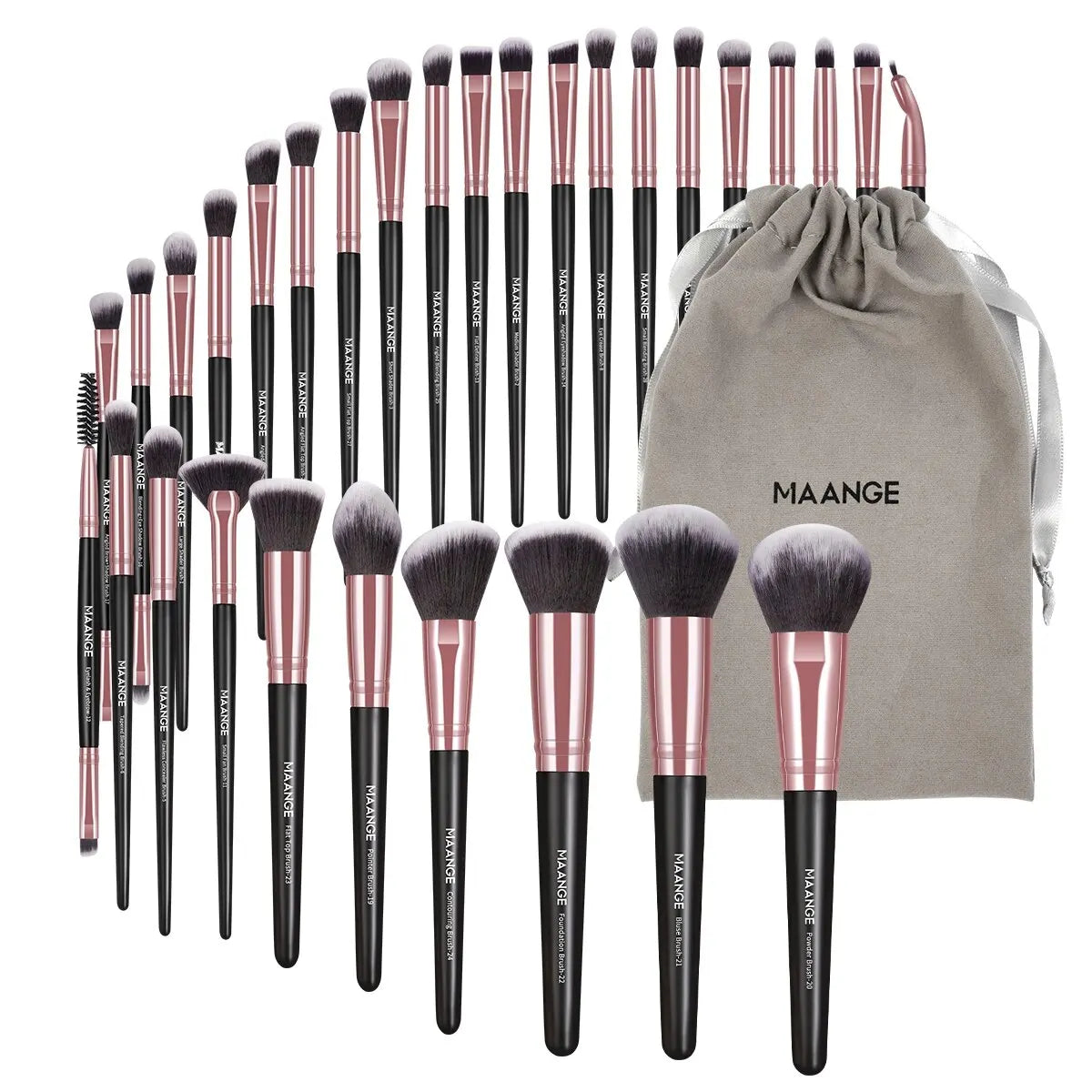 MAANGE 30pcs Professional Makeup Brush Set Foundation Concealers Eye Shadows Powder with Bag