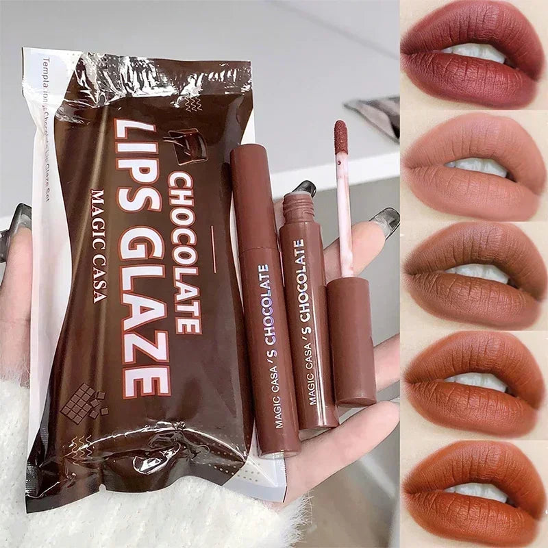 5pcs set NUDE Lipsticks Waterproof Lasting Non Sticky Lip Glaze Silky Smooth Nude Red Liquid Lipstick