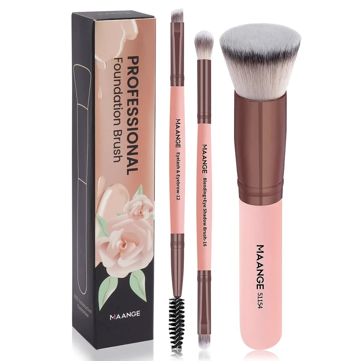 MAANGE 3pcs Makeup Brushes Set Foundation Concealer Brush Eyelashes Brush Eyeshadow Brush