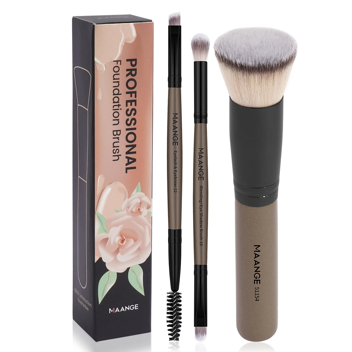 MAANGE 3pcs Makeup Brushes Set Foundation Concealer Brush Eyelashes Brush Eyeshadow Brush